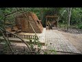 Building a CABIN With Fire Pit from START TO FINISH | Crafting Complete &amp; Wooden stove with Clay