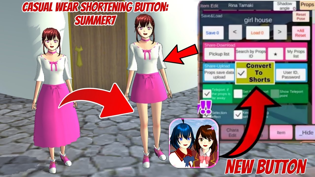 تعليمي تقصير هذا الفستان في ساكورا سكول Tutorial Shortening a Casual Summer Dress in Sakura School