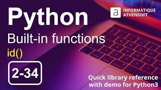 Python how to use id() | built-in function | quick library reference with demo 2-34
