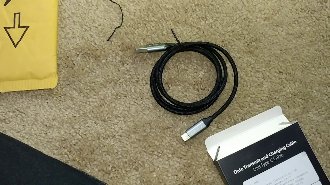 Product unboxing BHY sub type c cable data transmit and charging cable bought on eBay