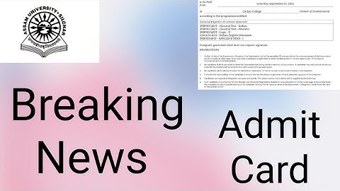 Assam University Silchar|| Breaking News|| TDC Even Semester Admit Card Update||