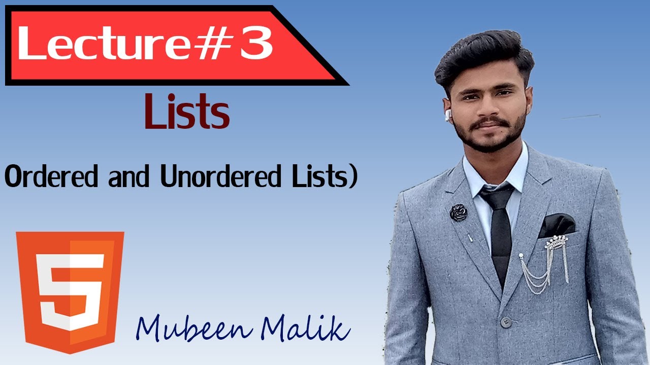 List in HTML 5(Chapter-3) Code Chef - YouTube