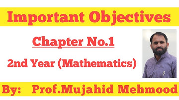 Mathematics 2nd Year Chapter 1 Important MCQs