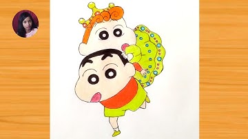 Shinchan and Himawari drawing |How to draw Shinchan and Himawari |Cute Shinchan and Himawari drawing