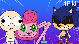 MOMMY LONG LEGS LE TEME A SONIC.EXE POPPY PLAYTIME | FIND PIGGY #4Fiki® #Risa