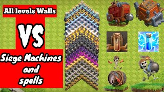 All Levels Of Walls vs wall Wrecker And Earthquake spell #clashofclans #clashofcreative