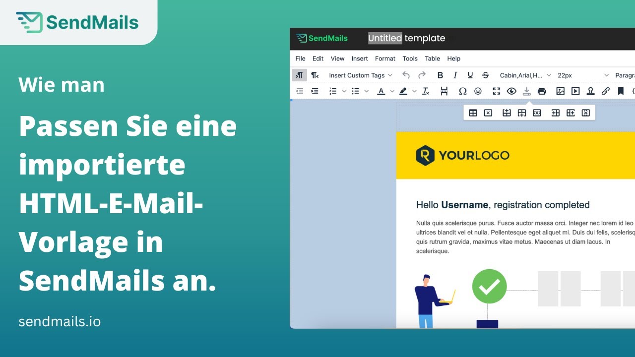 Passen Sie Ihre importierten E-Mail-HTML-Vorlagen an | SendMails.io ...
