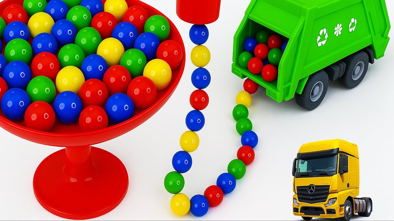 Marble Run ASMR Race ☆ HABA Slope & Dump Truck Excavator Ambulance Forklift Garbage Truck Tractors