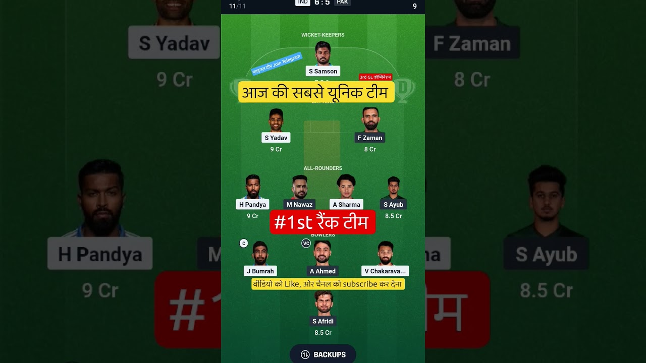 IND VS  PAK T20 Dream11 Prediction | IND VS  PAK Dream11 Team Of Today Match | 6th t20 | 