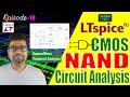 LTSpice (v24): CMOS NAND using Monolithic MOSFETs | Response by Transient Analysis