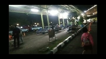 Loket pool Damri Stasiun Gambir Jakarta - Lampung Jakarta Pusat Malam Hari