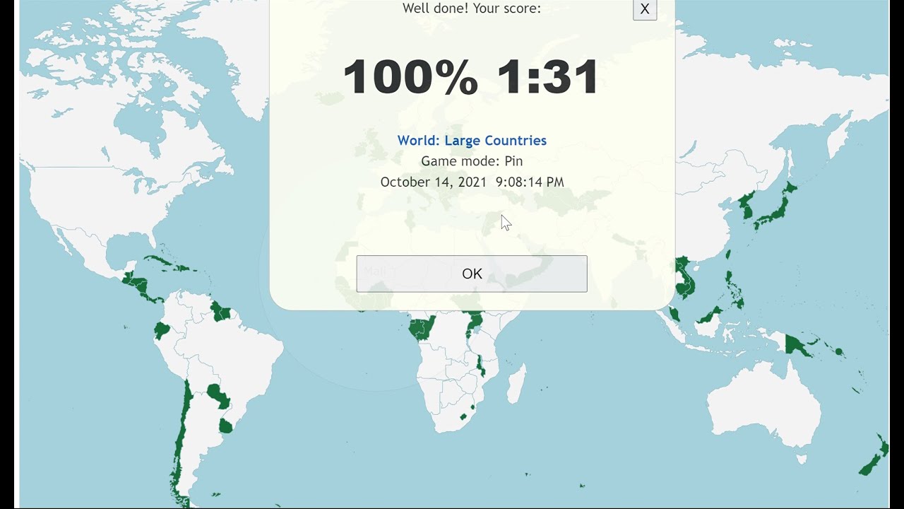 Seterra - World Large Countries (pin) - Speedrun - 