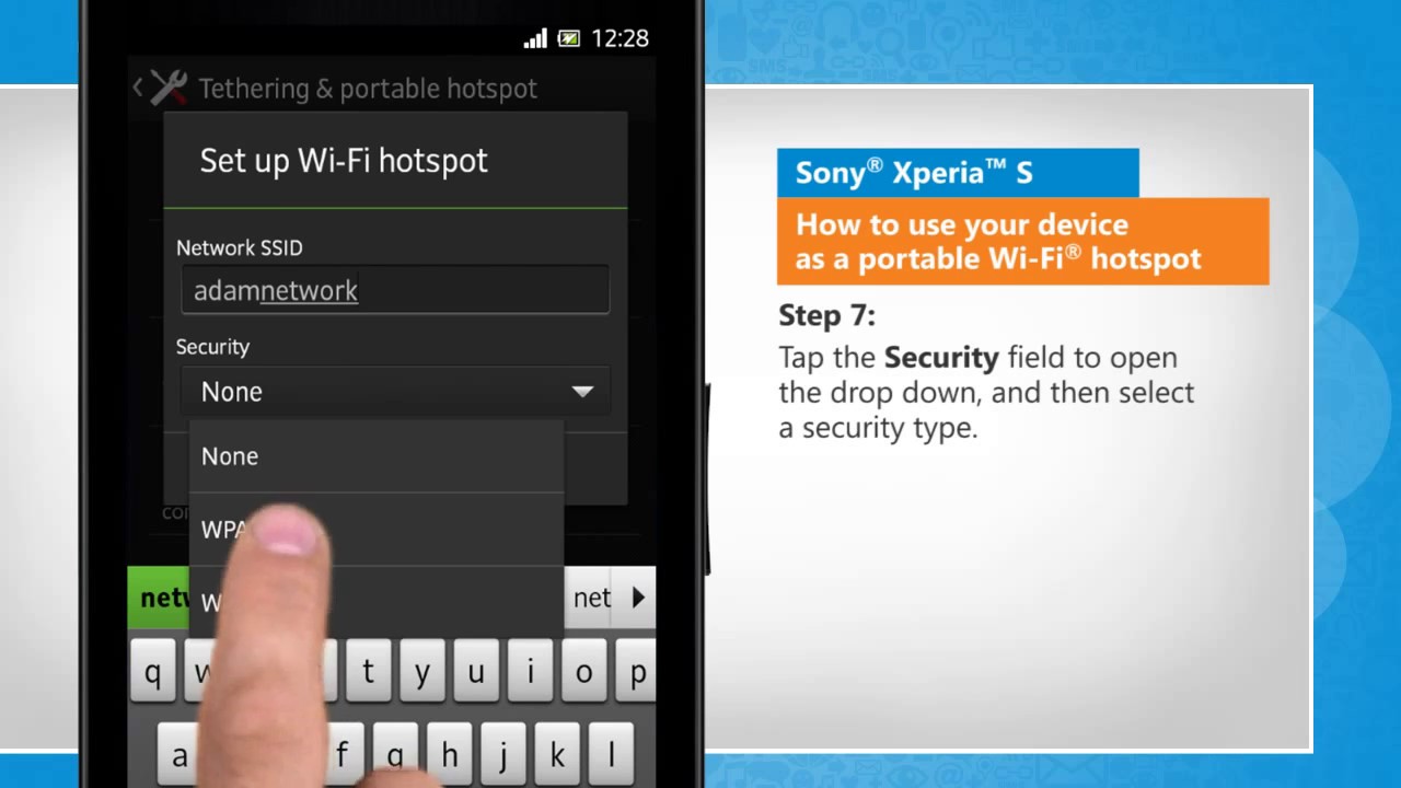 How to use your device as a portable WiFi® hotspot in Sony® Xperia™ S