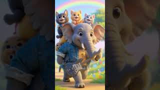Elephant joy with little cute cats 😻😻#nostalgia #music #dance #shorts
