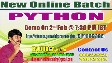 PYTHON Online Training by Mr. Durga Sir Demo on 2nd Feb @7:30PM IST