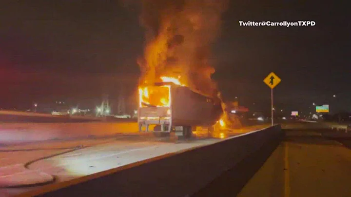 DFW traffic update: Semi-truck fire causes shutdown on I-35 express lane
