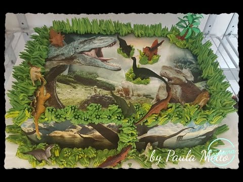 Decorando Bolo Tema Dinossauro