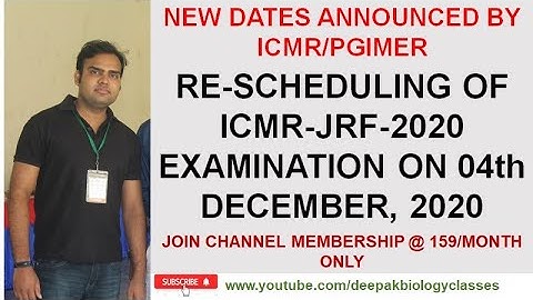 RE-SCHEDULING OF ICMR-JRF-2020 EXAMINATION ON 04th DECEMBER, 2020