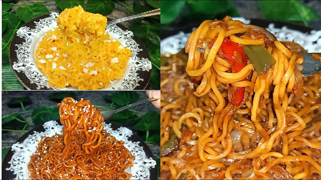 أحلي 3 وصفات من الاندومي 🍜 بطرق  جديده وطعم  خرافي👍 خضروات ✨كوري✨ شيتوس👍