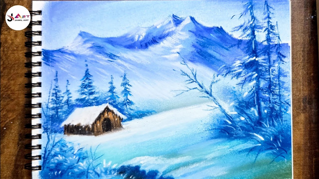 Winter Mountain View - Soft Pastel Landscape Painting - YouTube