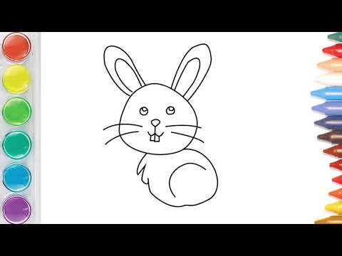 Как нарисовать кролик / мультик раскраска кролик для детей / Раскраски малышам / Узнать цвета