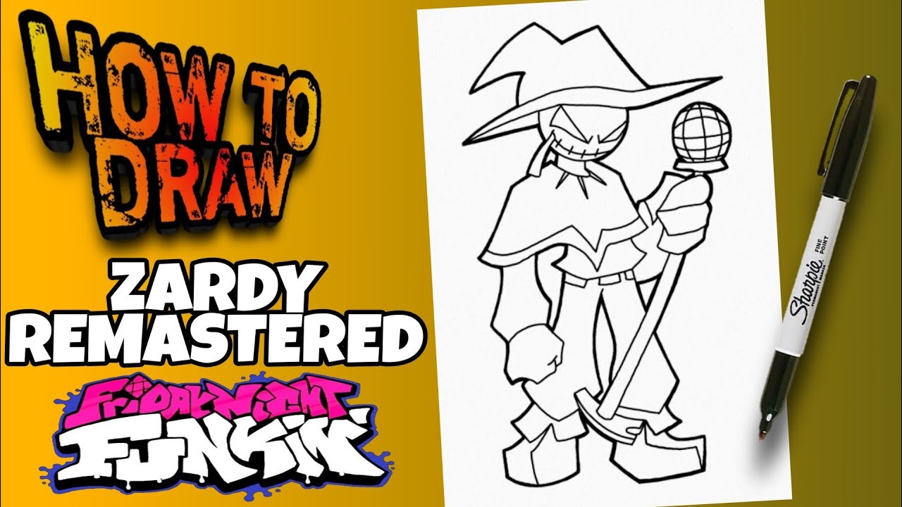 HOW TO DRAW ZARDY REMASTERED FROM FRIDAY NIGHT FUNKIN | como dibujar a ...