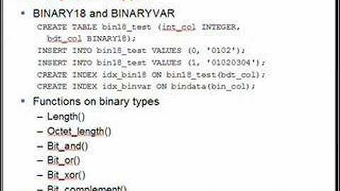 Part 8 -Informix Dynamic Server  v11 - New SQL Features