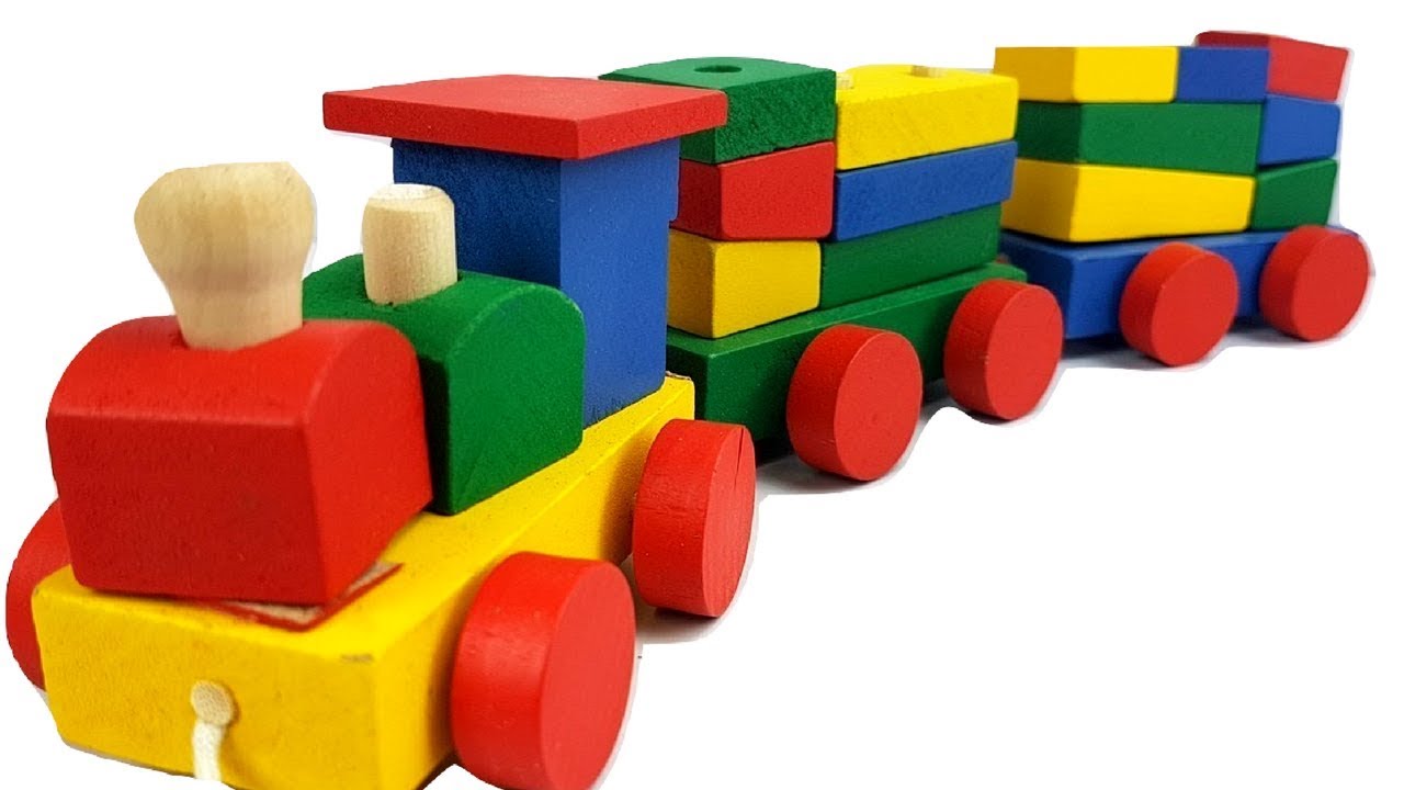 Wooden Toy Train Color Learning Video for Kids, Colorful Blocks Loading & Unloading Toy Train