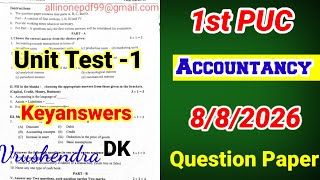 1st PUC Accountancy Unit Test 1 Question Paper 2025 with Answers