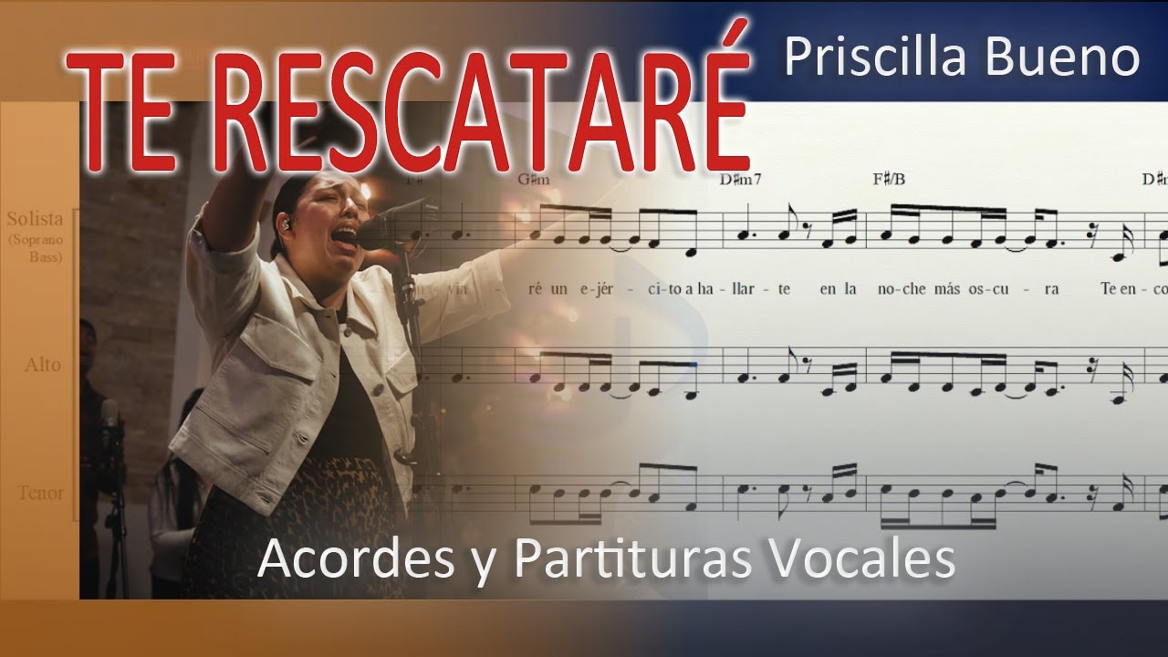 TE RESCATARÉ I PRISCILA BUENO I VOCES 🎤 Partituras Vocales 🎵 Acordes Originales Piano & Guitarra 🎹 🎸