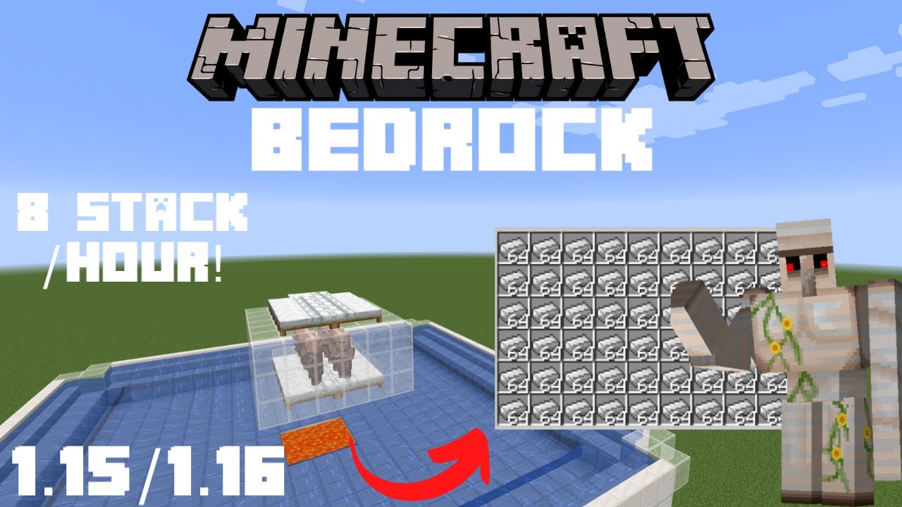 Minecraft Bedrock: NEW 1.15/1.16 IRON FARM! 8 Stacks Per Hour! MCPE /  XBOX / SWITCH / PS4
