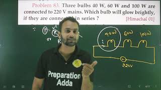 Problem 83: Which of the Three Bulbs (40W, 60W, 100W) Will Glow Brightest When Connected to a 220...