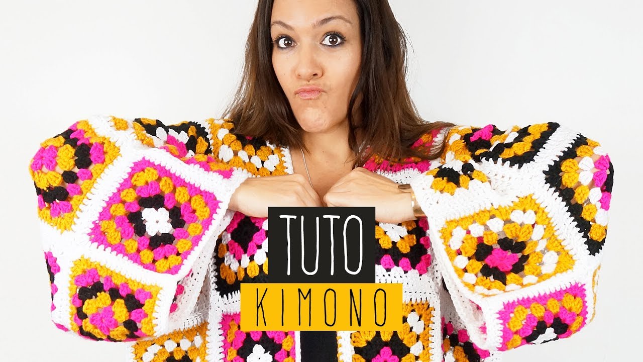 TUTO comment faire un gilet kimono au crochet granny facile - YouTube