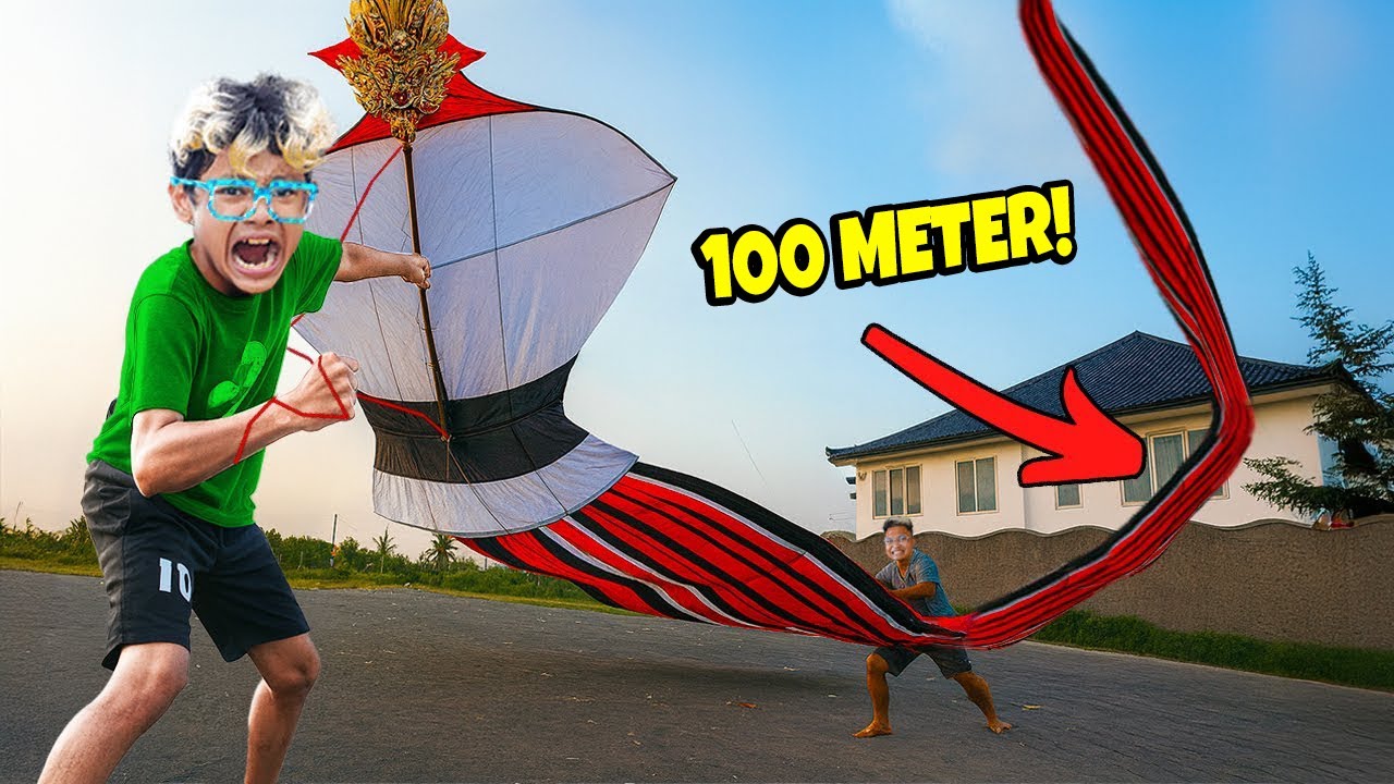 NERBANGIN LAYANGAN JANGGAN NAGARAJA DENGAN EKOR TERPANJANG SAMPAI 100 METER LEBIH! BOCIL KETARIK!