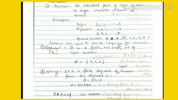 Terms used in TOC- symbols/alphabets/strings - lecture2/TOC