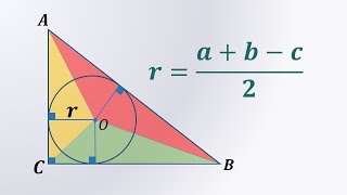 Prove r=(a+b-c)/2 Radius of incircle of Triangle Right Angle at C