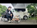 NBOXで大雨のキャンプ！カーサイドタープが大活躍　元キャンプインストラクターの友人とキャンプ飯と自然を満喫