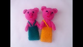 картинка: ஐ Пальчиковые игрушки крючком, хрюша. ஐ Knitted finger toys ஐ
