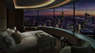 Apartamento en Nueva York con vistas asombrosas de Manhattan | Sonido de viento y lluvia para dormir
