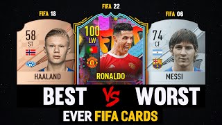 100 Footballers BEST VS WORST Ever FIFA Cards! 😵💔 | FT. Haaland, Messi, Ronaldo...