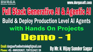Full Stack Generative AI & Agentic AI tutorials || Demo - 1 || by Mr. N. Vijay Sunder Sagar