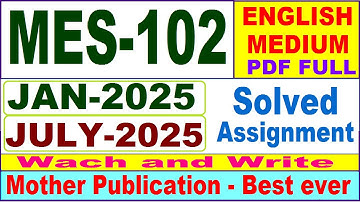 MES 102 solved assignment 2025 in English || mes 102 solved assignment 2025 || ignou mes102 2024-25