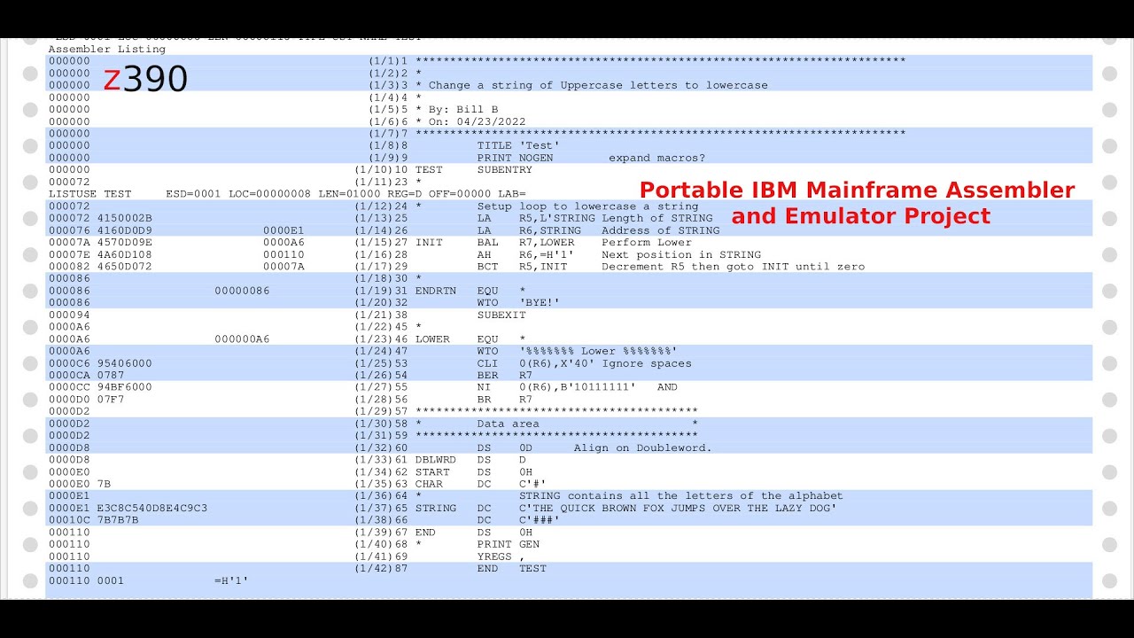Z390 Portable Mainframe Assembler and Emulator - YouTube