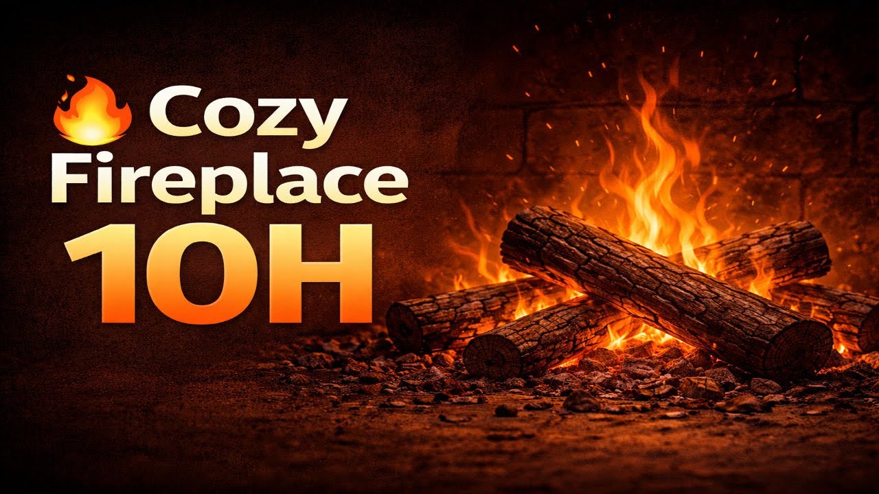 🔥 10 Hours Cozy Fireplace | Crackling Fire Sounds | Warm Dark Ambience for Sleep, Relax & Study
