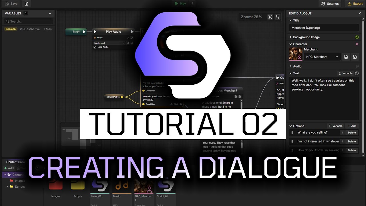 《StoryFlow Editor Tutorial》#02. Creating a Dialogue
