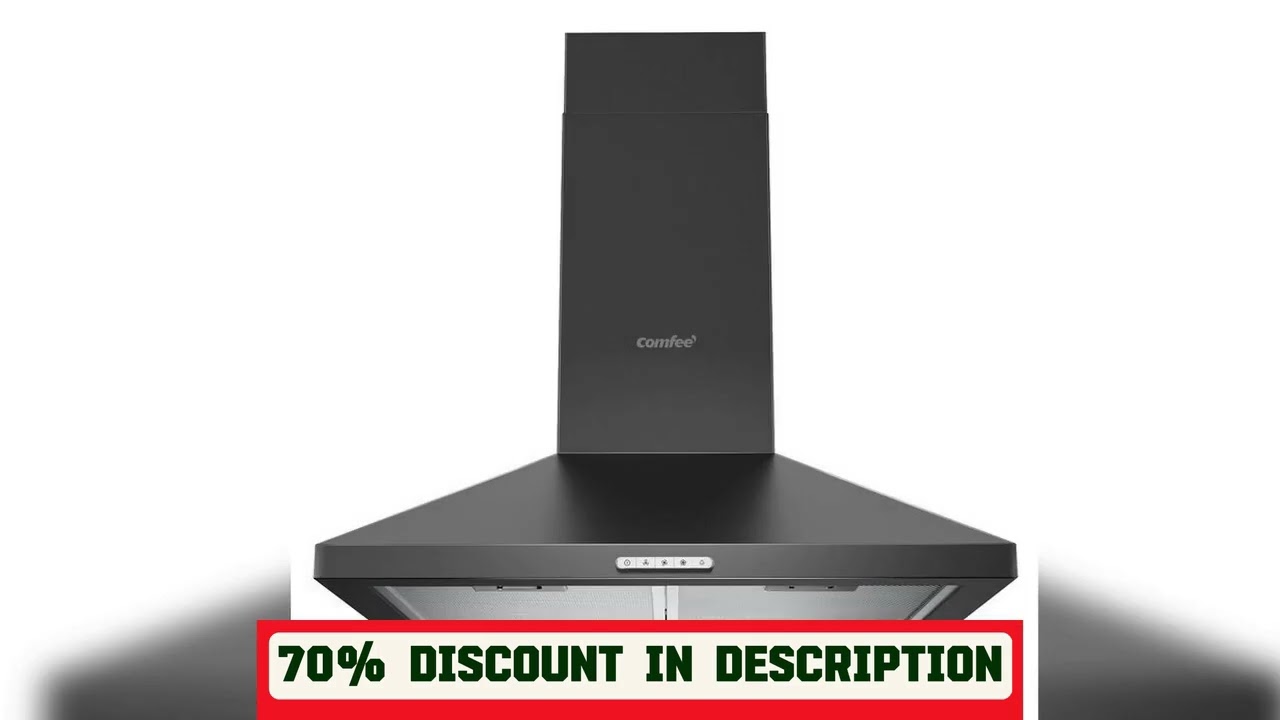 A must-have product! COMFEE' PYRA17B-60 cm black kitchen hood with LED recirculating and pipeline
