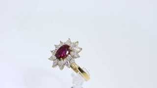 Oval Ruby and Diamond Cluster Ring M956