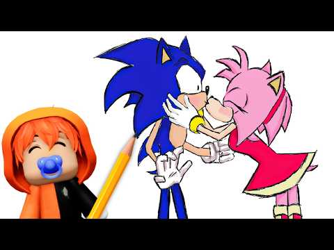 COMO DIBUJAR a SONIC BESANDO a AMY 🩵🩷 PASO a PASO ✅