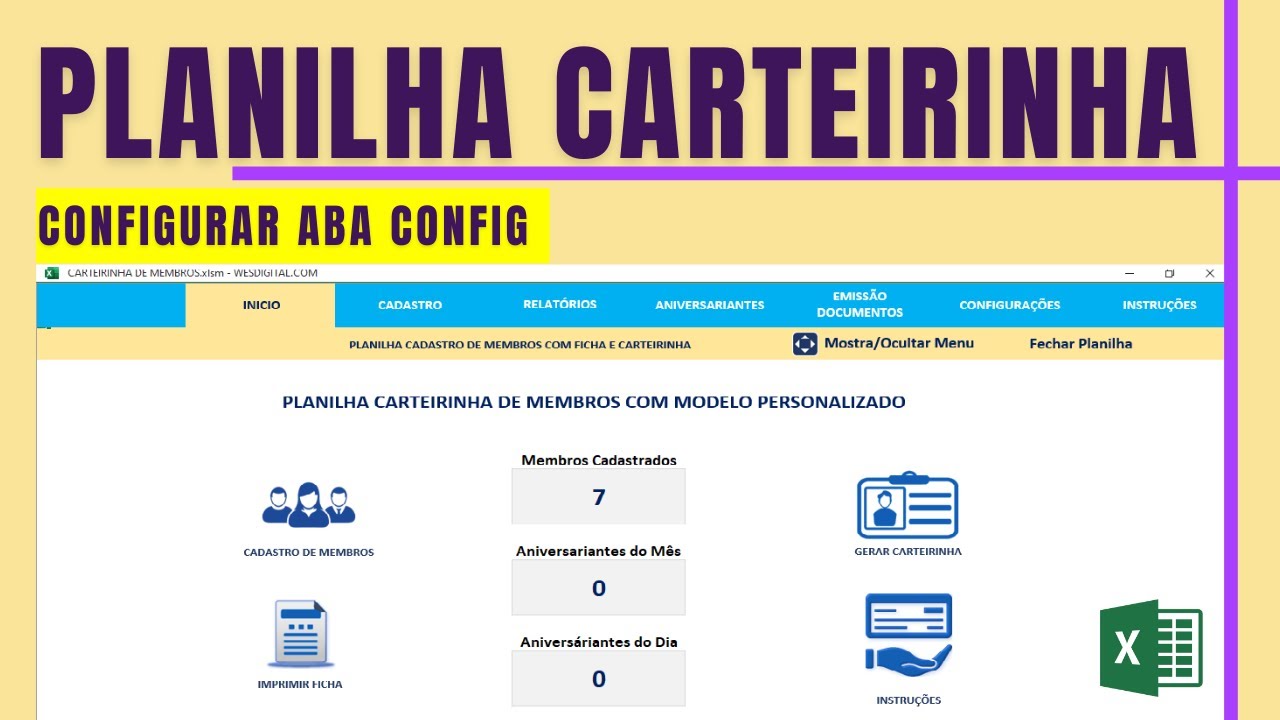 Veja como Utilizar a ABA CONFIG Planilha Carteirinha