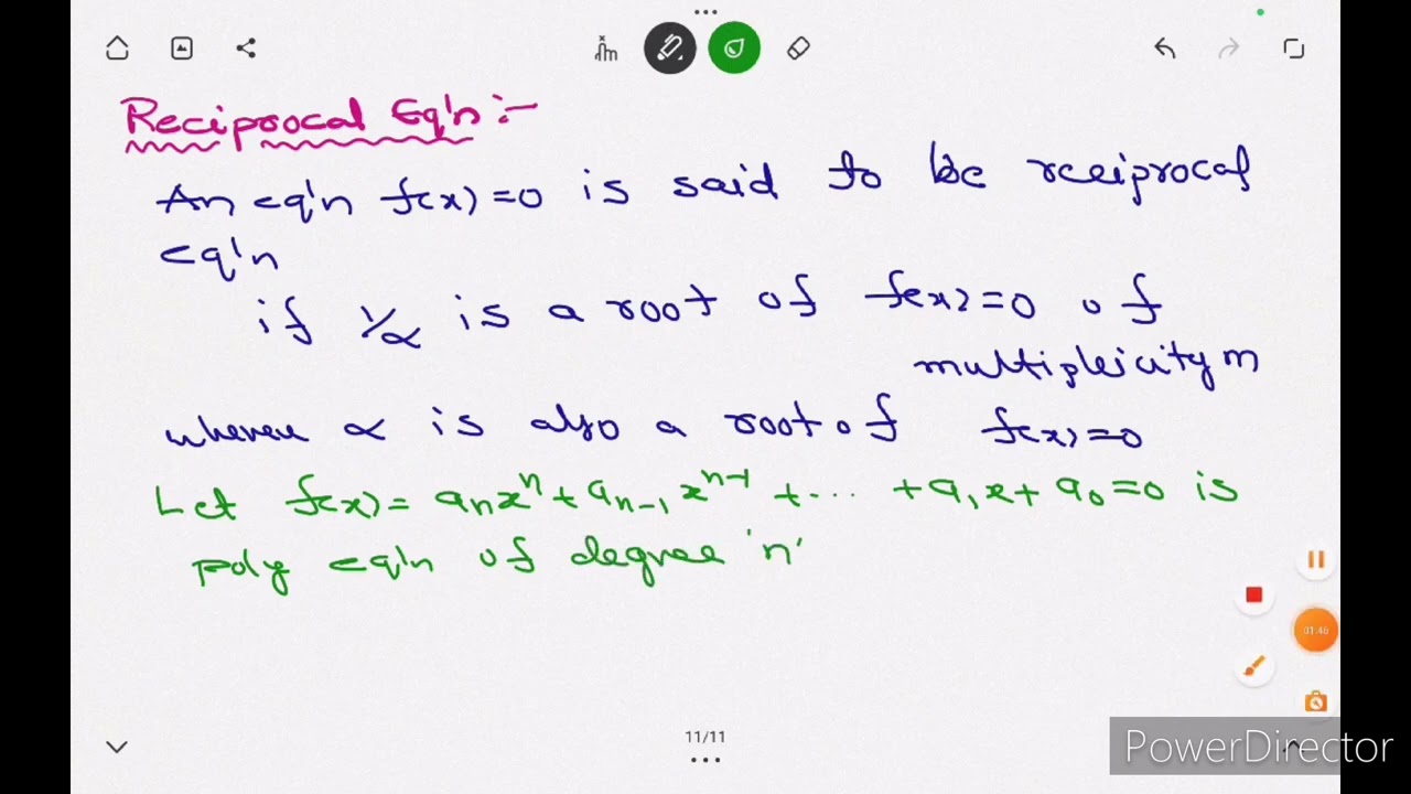 Theory of equations (RECIPROCAL EQUATIONS)
